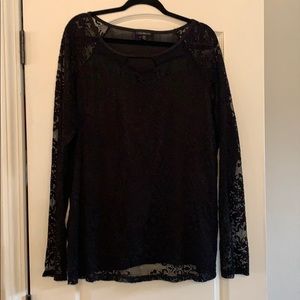 Lane Bryant black stretch lace top